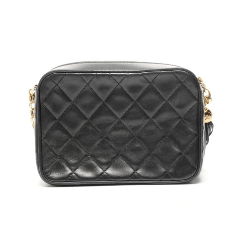 CHANEL No. 2 1991-1994 Lambskin Turnlock Camera Bag Shoulder Bag black WS24965