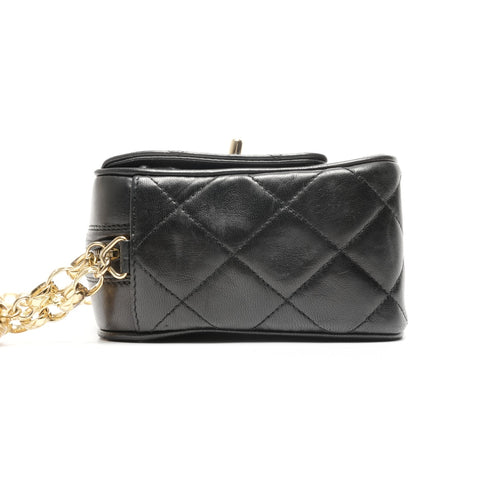 CHANEL No. 2 1991-1994 Lambskin Turnlock Camera Bag Shoulder Bag black WS24965