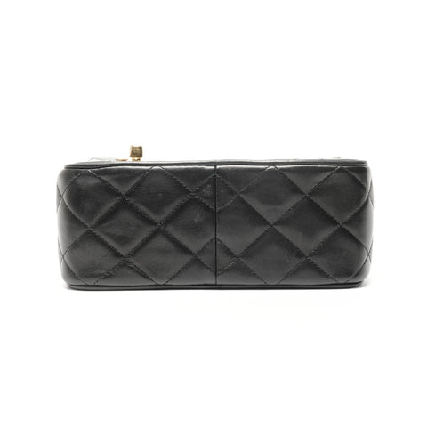 CHANEL No. 2 1991-1994 Lambskin Turnlock Camera Bag Shoulder Bag black WS24965