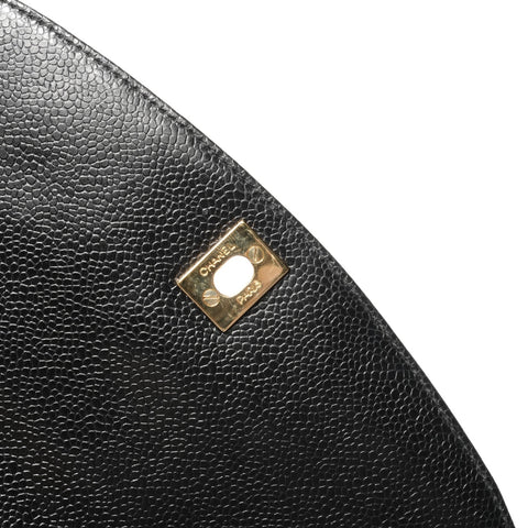 CHANEL No. 2 1991-1994 Caviar Turnsock Square Matelasse Shoulder Bag black WS24966