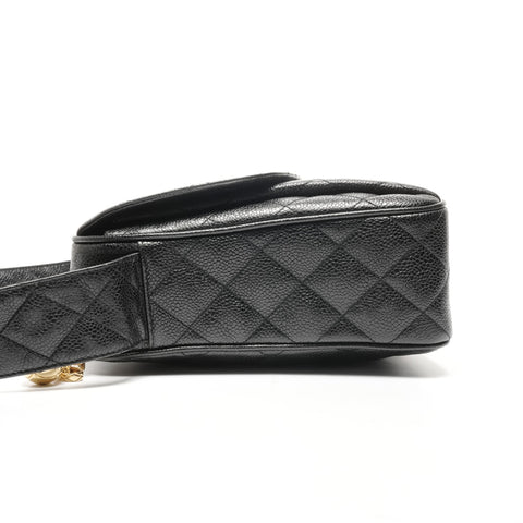 CHANEL No. 2 1991-1994 Caviar Turnsock Square Matelasse Shoulder Bag black WS24966