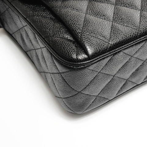 CHANEL No. 2 1991-1994 Caviar Turnsock Square Matelasse Shoulder Bag black WS24966