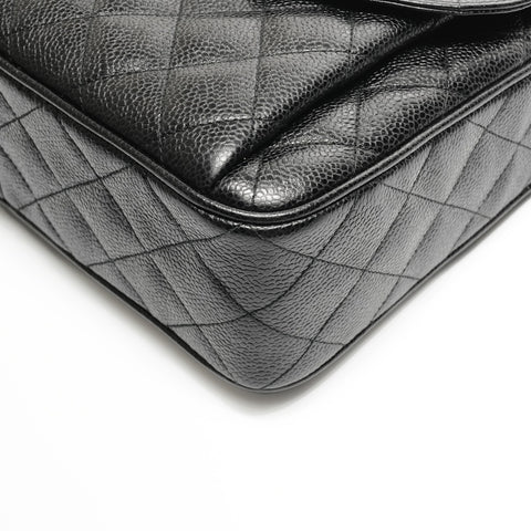 CHANEL No. 2 1991-1994 Caviar Turnsock Square Matelasse Shoulder Bag black WS24966