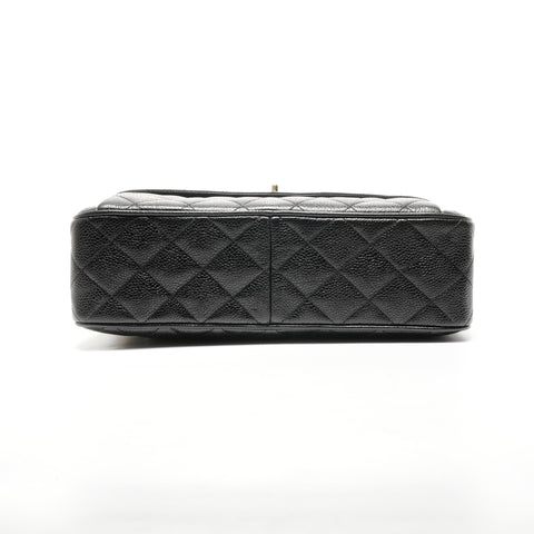 CHANEL No. 2 1991-1994 Caviar Turnsock Square Matelasse Shoulder Bag black WS24966