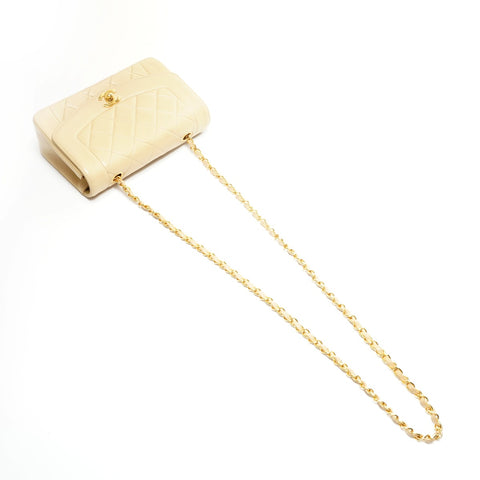 CHANEL No. 4 1996-1997 Diana 22 Small Lambskin Shoulder Bag beige WS24967