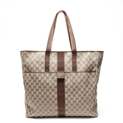 GUCCI GG Canvas Shoulder Tote Bag Brown WS24984