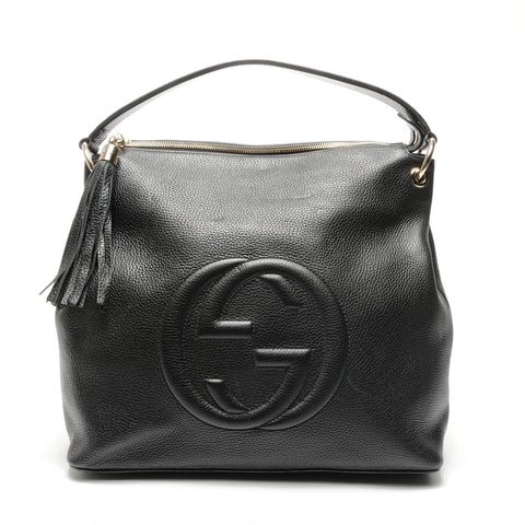 GUCCI Soho GG Umhängetasche aus ineinandergreifendem Leder schwarz WS24988
