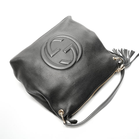 GUCCI Soho GG interlocking leather Shoulder Bag black WS24988