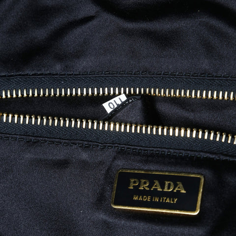 PRADA Sequined Triangle Logo Tote Bag black WS24989