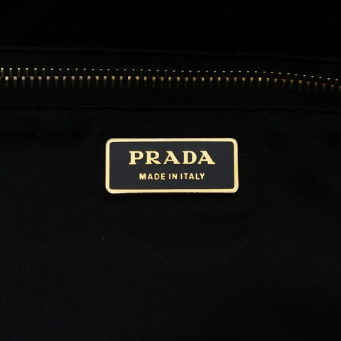 PRADA Sequined Triangle Logo Tote Bag black WS24989