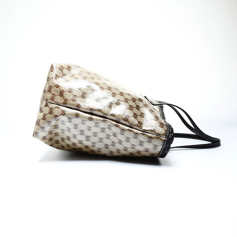 GUCCI PVC GG Supreme Tassel Bamboo Tote Bag Brown WS24994