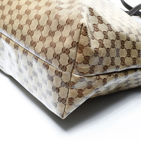 GUCCI PVC GG Supreme Tassel Bamboo Tote Bag Brown WS24994