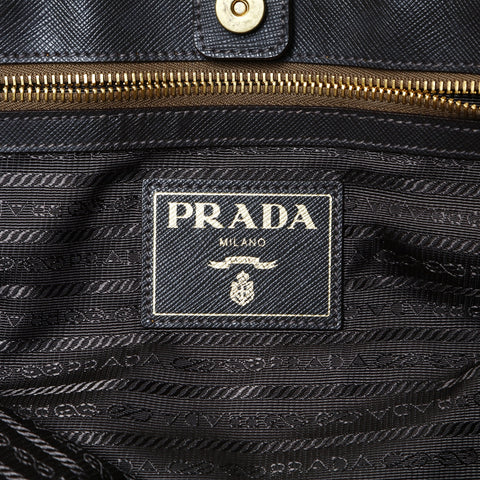 PRADA Canvas Jacquard Logo Fur 2way Tote Bag Brown WS24995