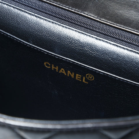 CHANEL No. 3 1994-1996 Lambskin Square Matelasse Shoulder Bag black WS24998