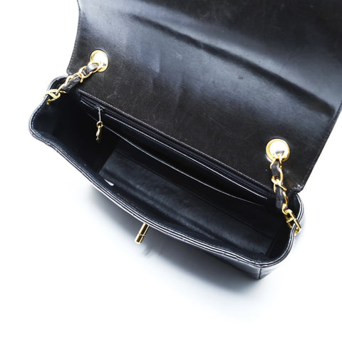 CHANEL No. 3 1994-1996 Lambskin Square Matelasse Shoulder Bag black WS24998