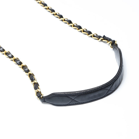 CHANEL No. 3 1994-1996 Lambskin Square Matelasse Shoulder Bag black WS24998