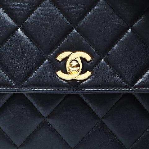 CHANEL No. 3 1994-1996 Lambskin Square Matelasse Shoulder Bag black WS24998