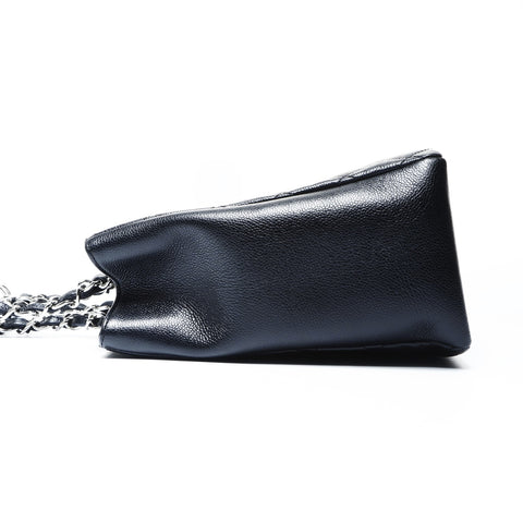 CHANEL 10 Series 2005-2006 GST Caviar Skin Silver Metal Large COCO Mark Matelasse Shoulder Bag Tote Bag black WS25000