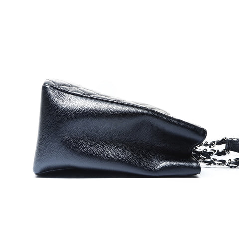 CHANEL 10 Series 2005-2006 GST Caviar Skin Silver Metal Large COCO Mark Matelasse Shoulder Bag Tote Bag black WS25000