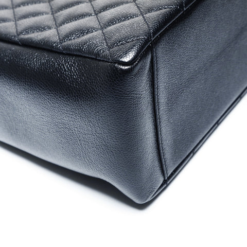 CHANEL 10 Series 2005-2006 GST Caviar Skin Silver Metal Large COCO Mark Matelasse Shoulder Bag Tote Bag black WS25000