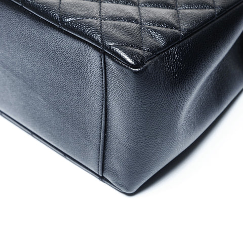 CHANEL 10 Series 2005-2006 GST Caviar Skin Silver Metal Large COCO Mark Matelasse Shoulder Bag Tote Bag black WS25000