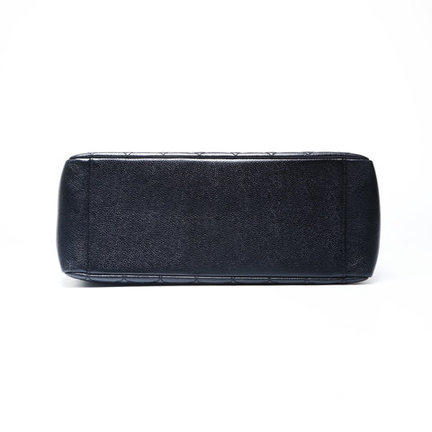 CHANEL 10 Series 2005-2006 GST Caviar Skin Silver Metal Large COCO Mark Matelasse Shoulder Bag Tote Bag black WS25000