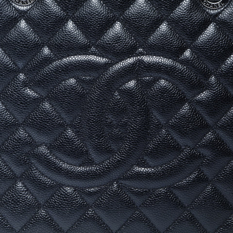 CHANEL 10 Series 2005-2006 GST Caviar Skin Silver Metal Large COCO Mark Matelasse Shoulder Bag Tote Bag black WS25000