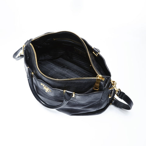 PRADA Leather 2way Handbag black WS25001