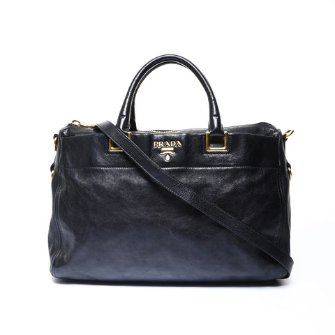 PRADA Leather 2way Handbag black WS25001