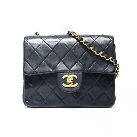 CHANEL No. 1 1989-1991 Mini Matelasse Lambskin Square Shoulder Bag black WS25002