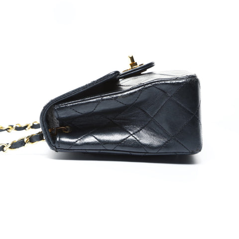 CHANEL No. 1 1989-1991 Mini Matelasse Lambskin Square Shoulder Bag black WS25002