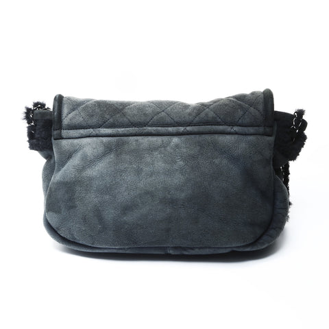 CHANEL Mouton Suede Flap Bag 2.55 No. 9 2004-2005 Shoulder Bag black WS25005