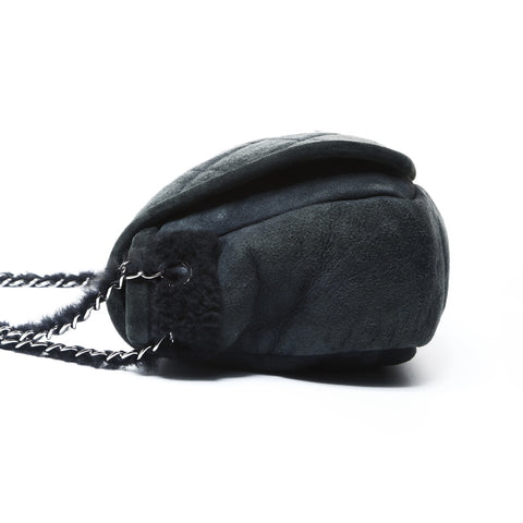CHANEL Mouton Suede Flap Bag 2.55 No. 9 2004-2005 Shoulder Bag black WS25005