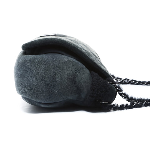 CHANEL Mouton Suede Flap Bag 2.55 No. 9 2004-2005 Shoulder Bag black WS25005