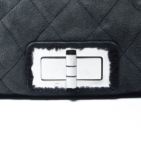 CHANEL Mouton Suede Flap Bag 2.55 No. 9 2004-2005 Shoulder Bag black WS25005