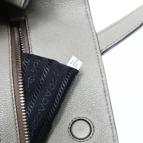 PRADA Leather Tote Bag Shoulder Bag gray WS25006