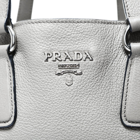 PRADA Leather Tote Bag Shoulder Bag gray WS25006