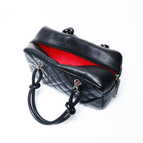 CHANEL 10 series 2005-2006 Small Cambon Line Boston Bag Mini Handbag black WS25012