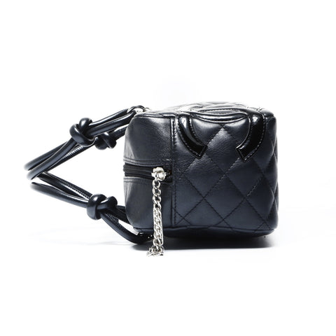 CHANEL 10 series 2005-2006 Small Cambon Line Boston Bag Mini Handbag black WS25012