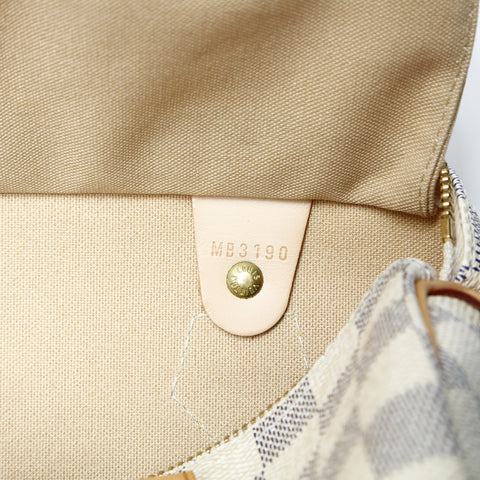 LOUIS VUITTON Azur Speedy 9.8" Damier 2010 Boston bag white WS25013