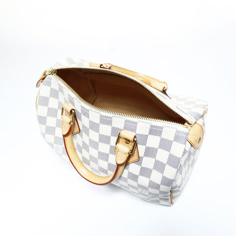 LOUIS VUITTON Azur Speedy 9.8" Damier 2010 Boston bag white WS25013