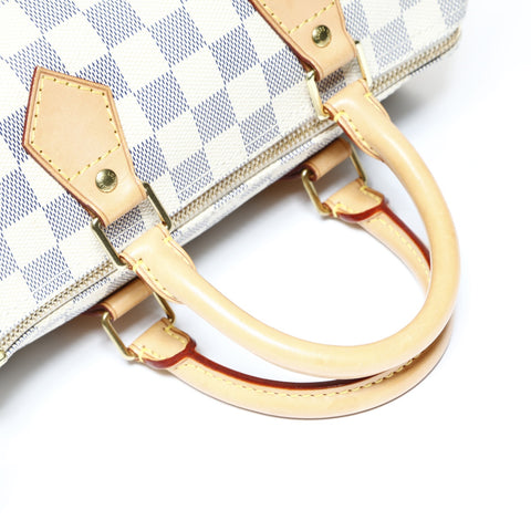 LOUIS VUITTON Azur Speedy 9.8" Damier 2010 Boston bag white WS25013