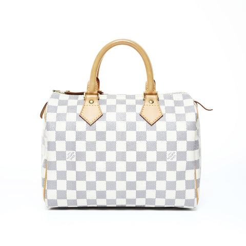 LOUIS VUITTON Azur Speedy 9.8" Damier 2010 Boston bag white WS25013