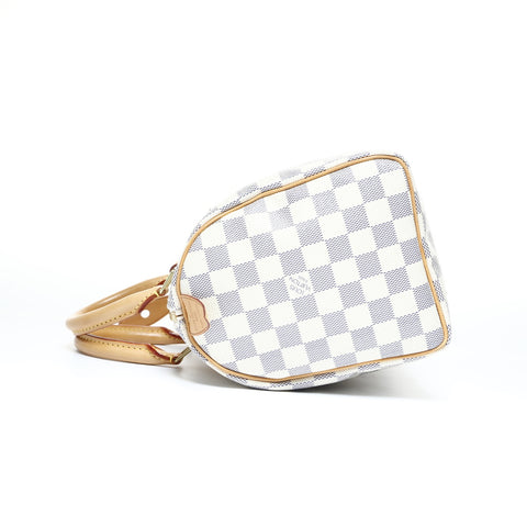 LOUIS VUITTON Azur Speedy 9.8" Damier 2010 Boston bag white WS25013