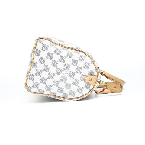 LOUIS VUITTON Azur Speedy 9.8" Damier 2010 Boston bag white WS25013