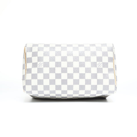 LOUIS VUITTON Azur Speedy 9.8" Damier 2010 Boston bag white WS25013