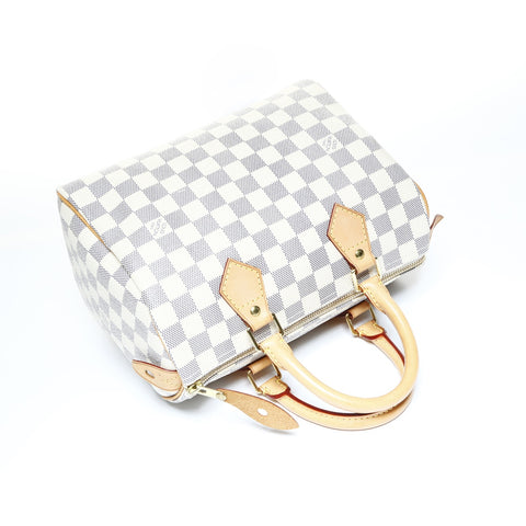 LOUIS VUITTON Azur Speedy 9.8" Damier 2010 Boston bag white WS25013