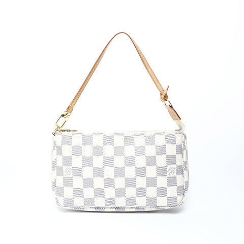 LOUIS VUITTON Azur Damier Pochette Accessoires 2008 Shoulder Bag white WS25014