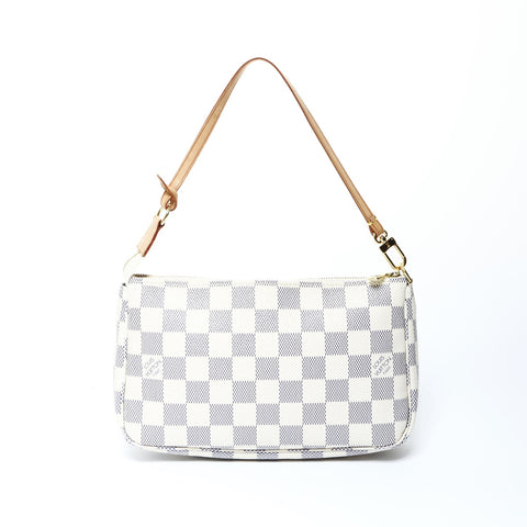 LOUIS VUITTON Azur Damier Pochette Accessoires 2008 Shoulder Bag white WS25014