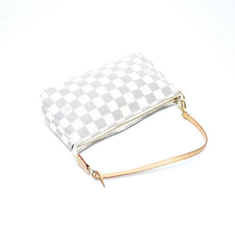 LOUIS VUITTON Azur Damier Pochette Accessoires 2008 Shoulder Bag white WS25014